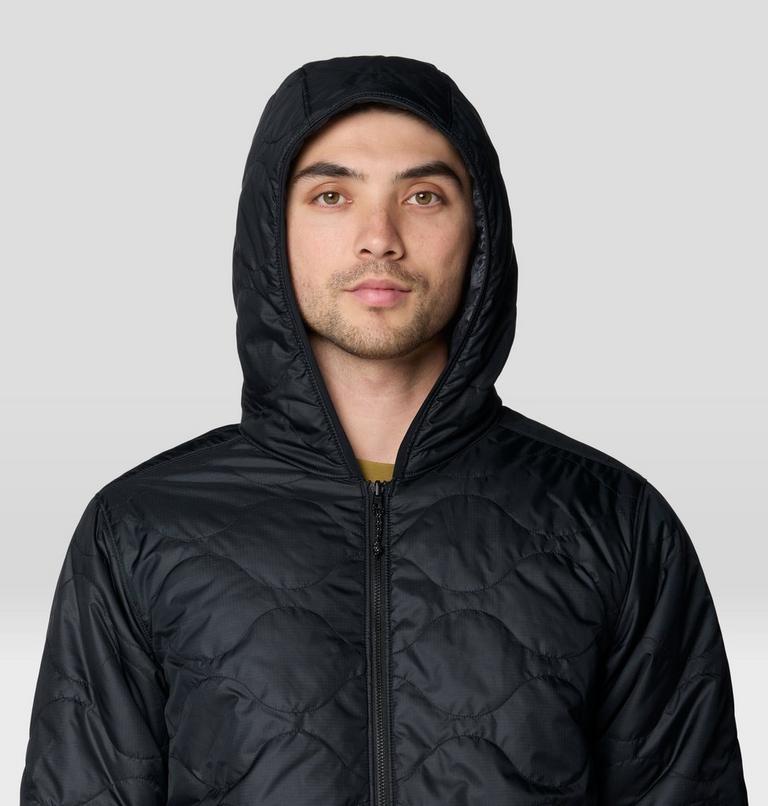 Men's Apr&egrave;s Pro Insulated Hooded Jacket, Color: Shark Treecover Print, Black, image 6