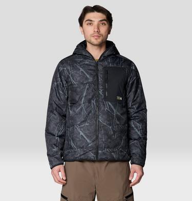 Men's Apr&egrave;s Pro Insulated Hooded Jacket, Color: Shark Treecover Print, Black, image 5