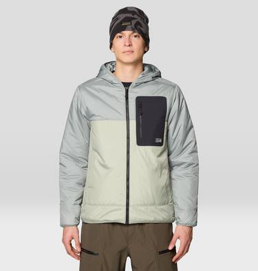 Men's Après Pro Insulated Hooded Jacket, Color: White Sage, Wet Stone, Black, image 5