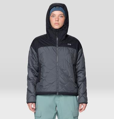Women's Après Pro Insulated Hooded Jacket, Color: Volcanic, Black, image 4