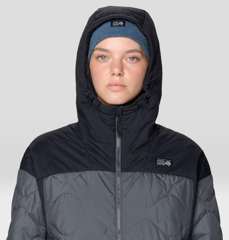 Women's Après Pro Insulated Hooded Jacket, Color: Volcanic, Black, image 6