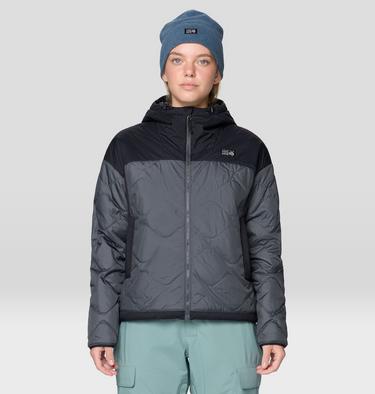 Women's Après Pro Insulated Hooded Jacket, Color: Volcanic, Black, image 1