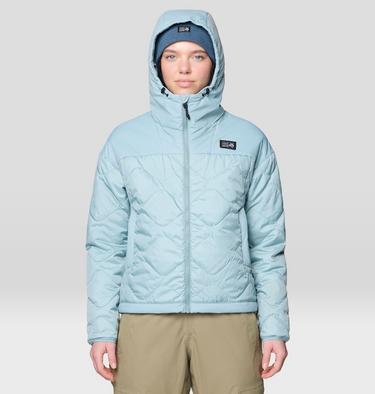 Women's Après Pro Insulated Hooded Jacket, Color: Ice Shadow, image 9
