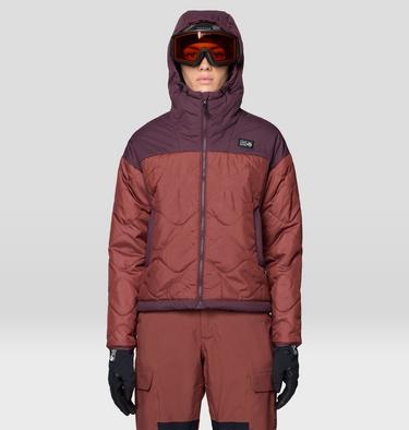 Women's Après Pro Insulated Hooded Jacket, Color: Bourbon Brown, Blackberry, image 16