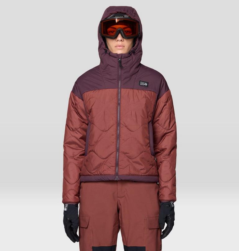 Women's Après Pro Insulated Hooded Jacket, Color: Bourbon Brown, Blackberry, image 4