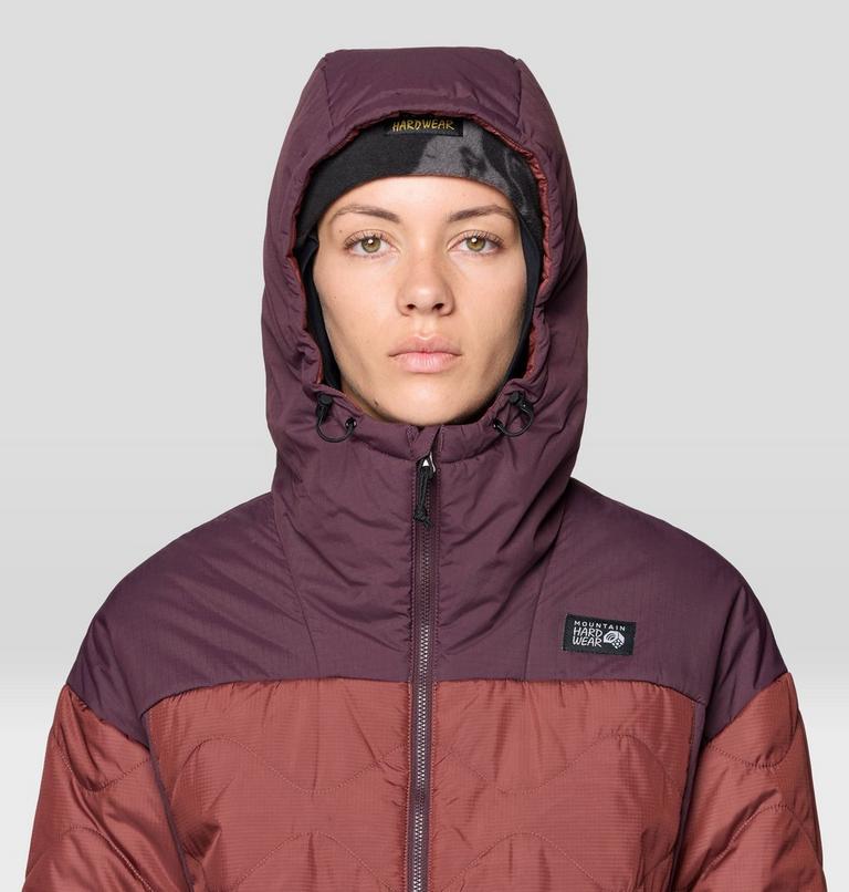 Women's Après Pro Insulated Hooded Jacket, Color: Bourbon Brown, Blackberry, image 5