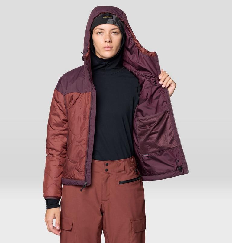 Women's Après Pro Insulated Hooded Jacket, Color: Bourbon Brown, Blackberry, image 6