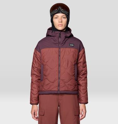 Women's Après Pro Insulated Hooded Jacket, Color: Bourbon Brown, Blackberry, image 13