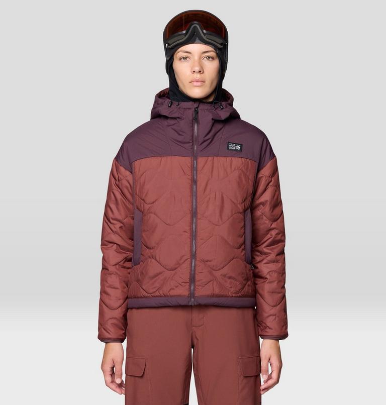 Women's Après Pro Insulated Hooded Jacket, Color: Bourbon Brown, Blackberry, image 1