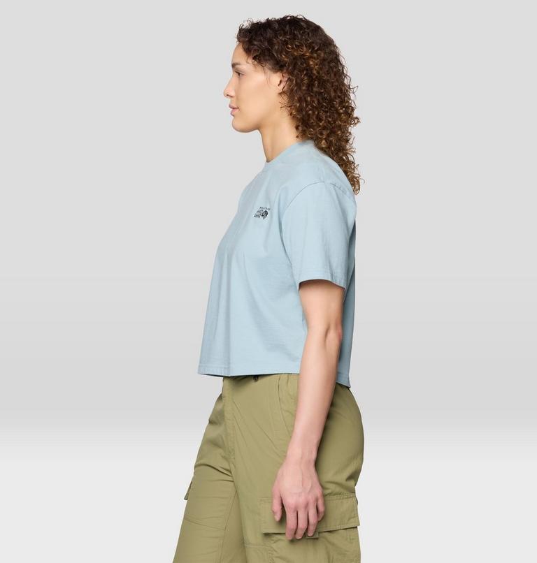 Women's MHW Box Logo Boxy Crop Short Sleeve, Color: Ice Shadow, image 3