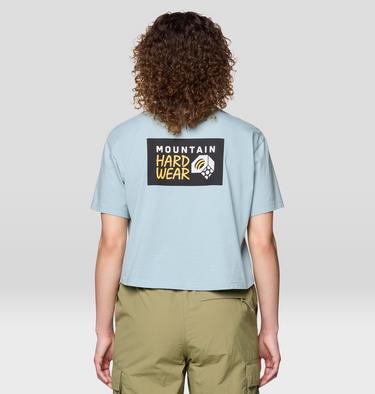 Women's MHW Box Logo Boxy Crop Short Sleeve, Color: Ice Shadow, image 2