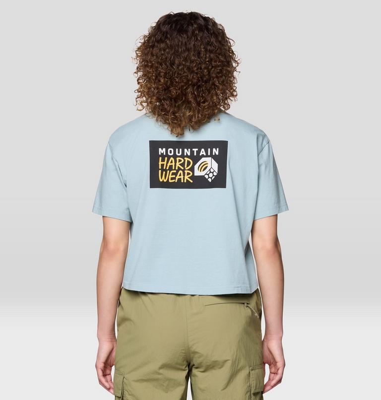 Women's MHW Box Logo Boxy Crop Short Sleeve, Color: Ice Shadow, image 2