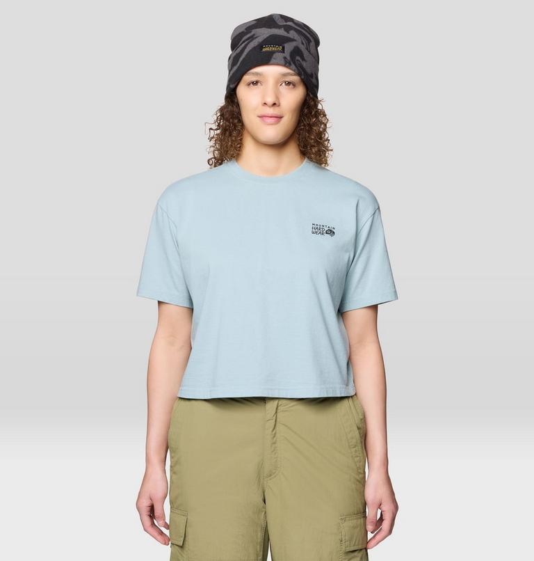 Women's MHW Box Logo Boxy Crop Short Sleeve, Color: Ice Shadow, image 1