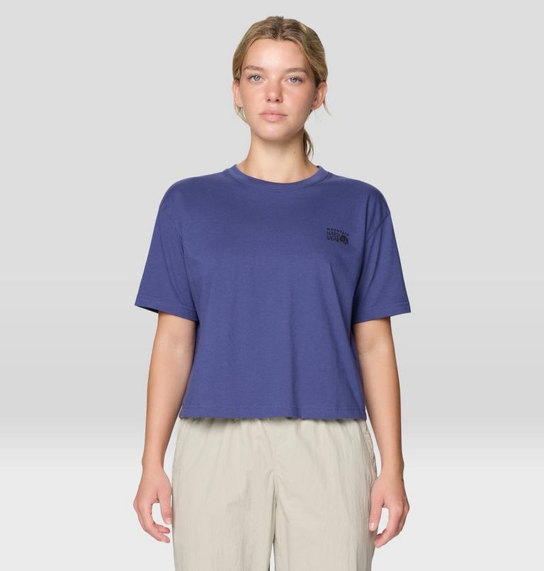 Women's MHW Box Logo Boxy Crop Short Sleeve, Color: Lapis Dusk, image 1