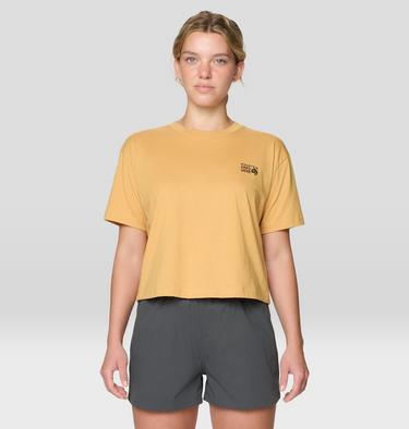 Women's MHW Box Logo Boxy Crop Short Sleeve, Color: Sundown Gold, image 5