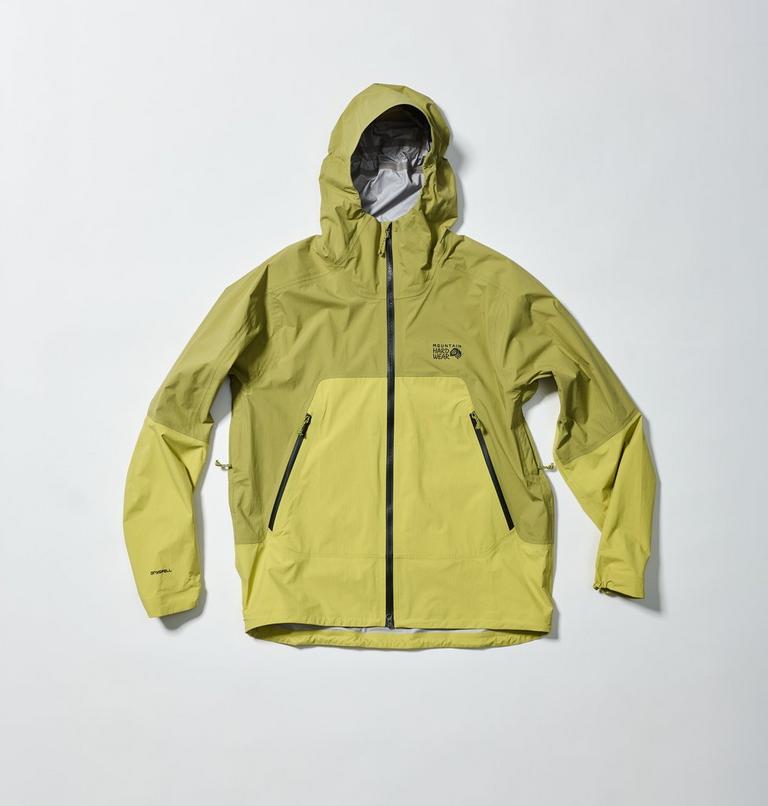 Men's Cloud Cipher Hooded Rain Jacket, Color: Lucky Chard, Bright Fatigue, image 1