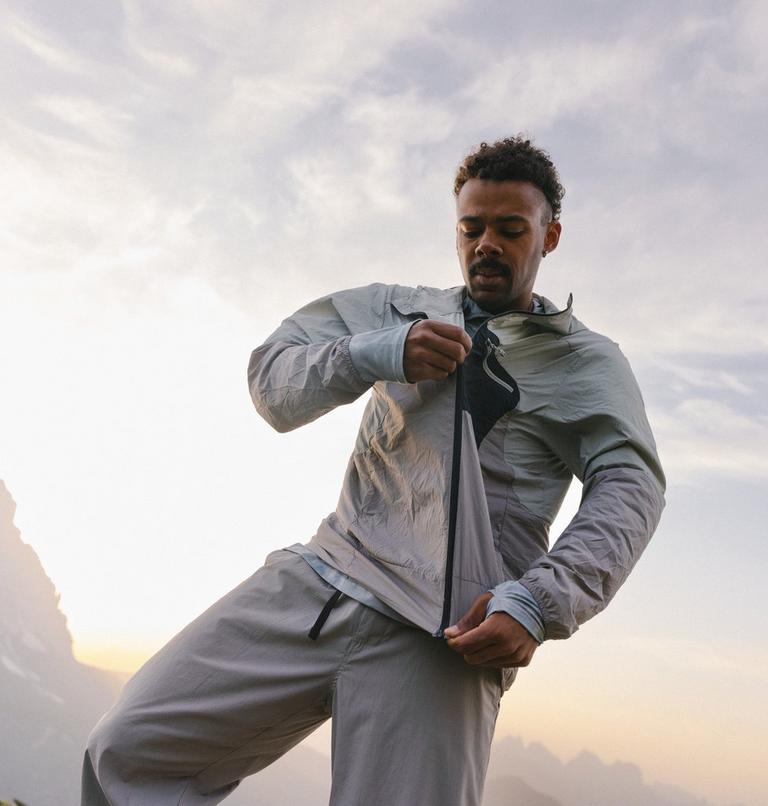 Men's Wind Veil Hooded Jacket, Color: Approaching Storm, Half Moon Grey, image 1