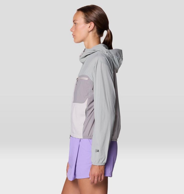 Women's Wind Veil Hooded Jacket, Color: Half Moon Grey, City Fog, Approaching St, image 4