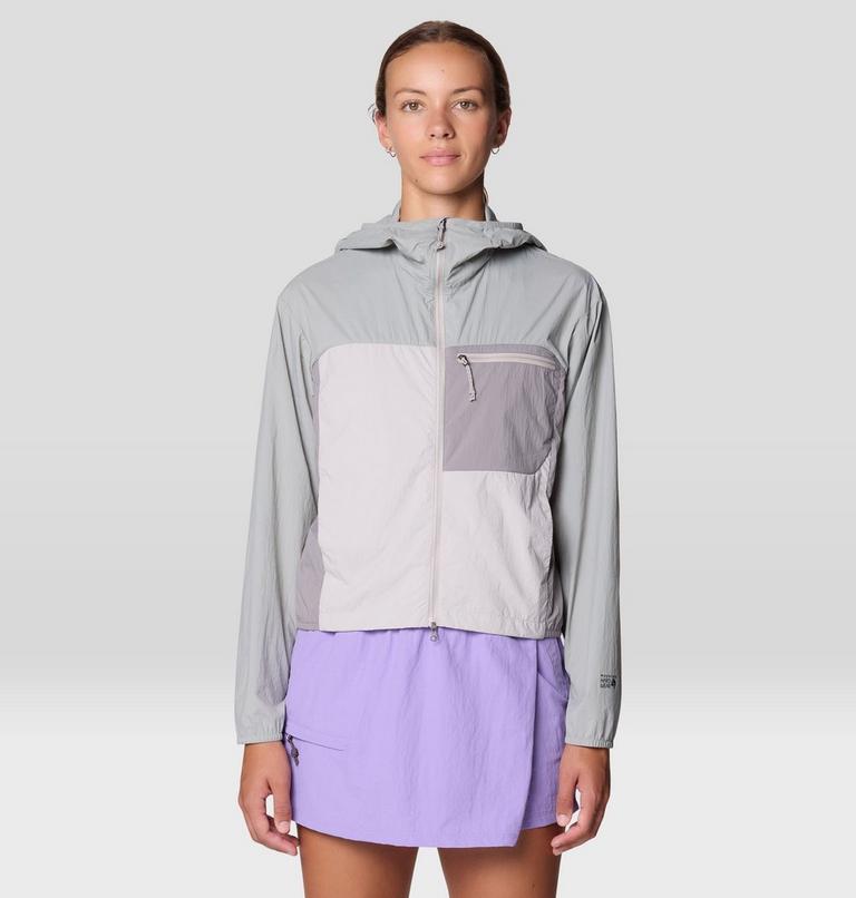 Women's Wind Veil Hooded Jacket, Color: Half Moon Grey, City Fog, Approaching St, image 5