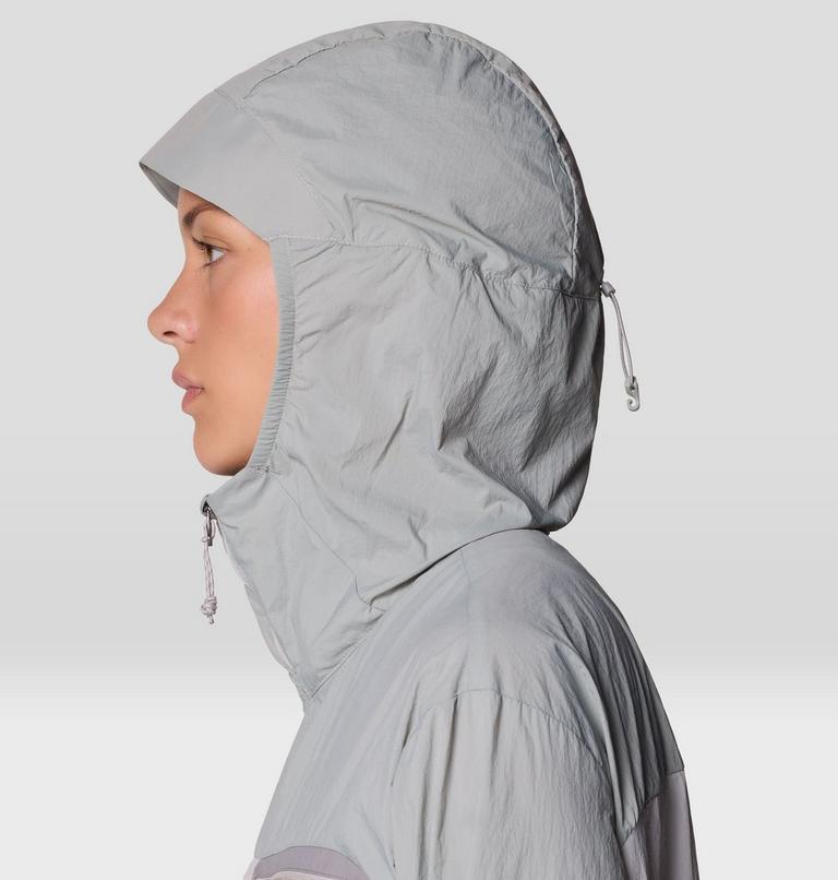 Women's Wind Veil Hooded Jacket, Color: Half Moon Grey, City Fog, Approaching St, image 7