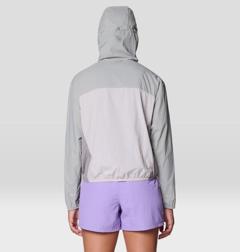 Women's Wind Veil Hooded Jacket, Color: Half Moon Grey, City Fog, Approaching St, image 3