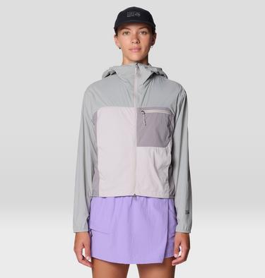 Women's Wind Veil Hooded Jacket, Color: Half Moon Grey, City Fog, Approaching St, image 9