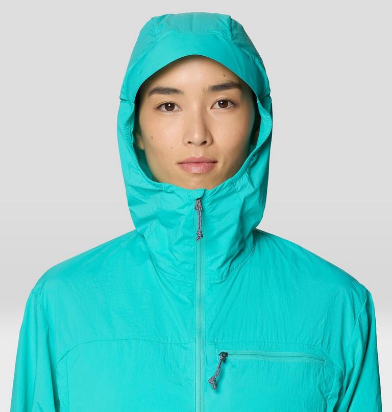 Women's Wind Veil Hooded Jacket, Color: Aqua Marina, image 6