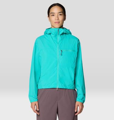 Women's Wind Veil Hooded Jacket, Color: Aqua Marina, image 1