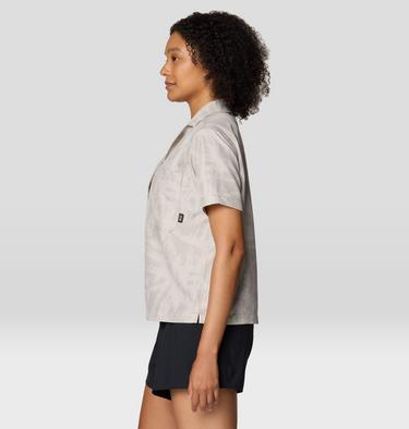 Women's Sun Drift Cooling Short Sleeve Shirt, Color: City Fog Brushstrokes Print, image 3
