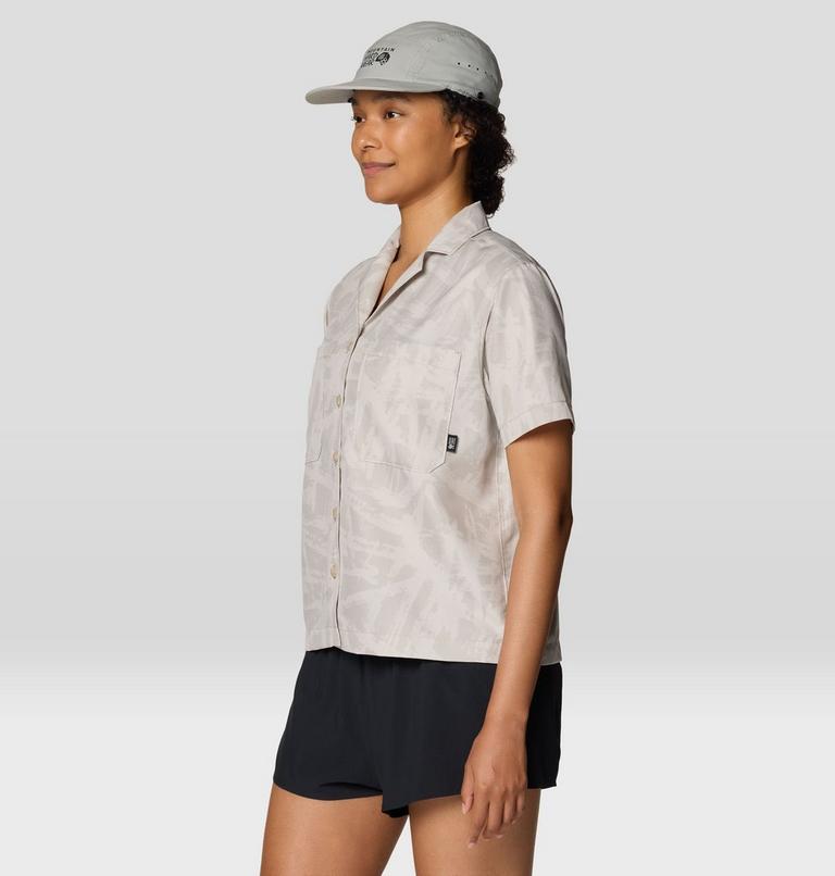 Women's Sun Drift Cooling Short Sleeve Shirt, Color: City Fog Brushstrokes Print, image 5