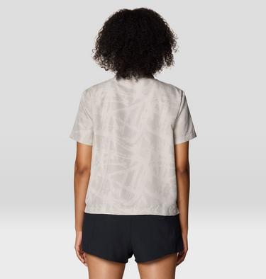 Women's Sun Drift Cooling Short Sleeve Shirt, Color: City Fog Brushstrokes Print, image 2