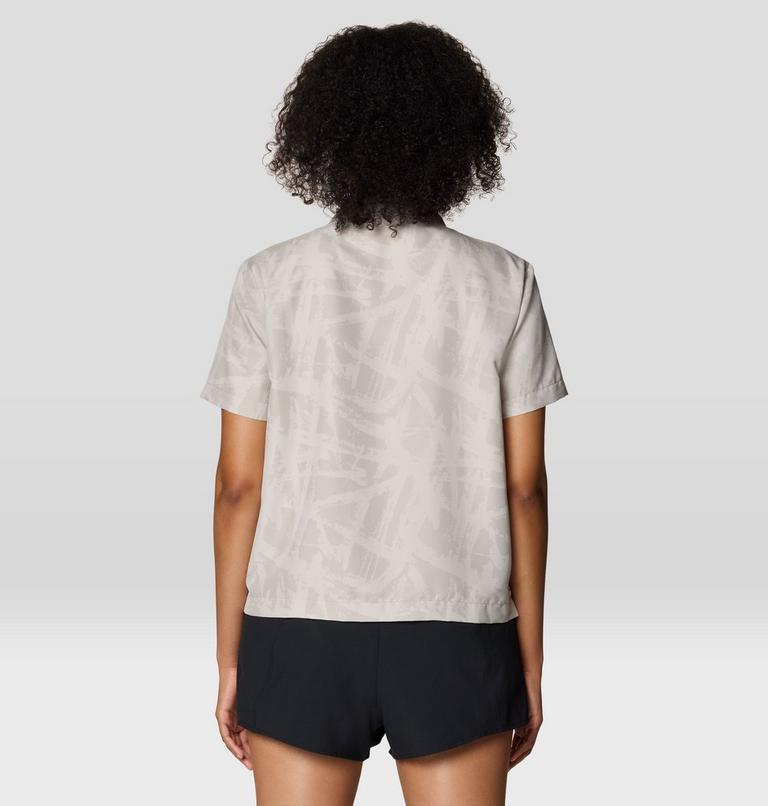 Women's Sun Drift Cooling Short Sleeve Shirt, Color: City Fog Brushstrokes Print, image 2