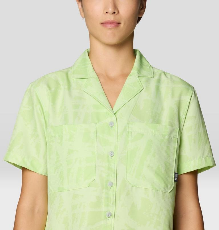 Women's Sun Drift Cooling Short Sleeve Shirt, Color: Frozen In Lime Brushstrokes Print, image 5