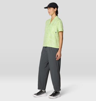 Women's Sun Drift Cooling Short Sleeve Shirt, Color: Frozen In Lime Brushstrokes Print, image 10