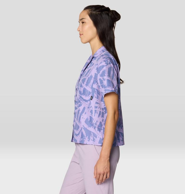 Women's Sun Drift Cooling Short Sleeve Shirt, Color: Best Coast Blue Brushstrokes Print, image 4