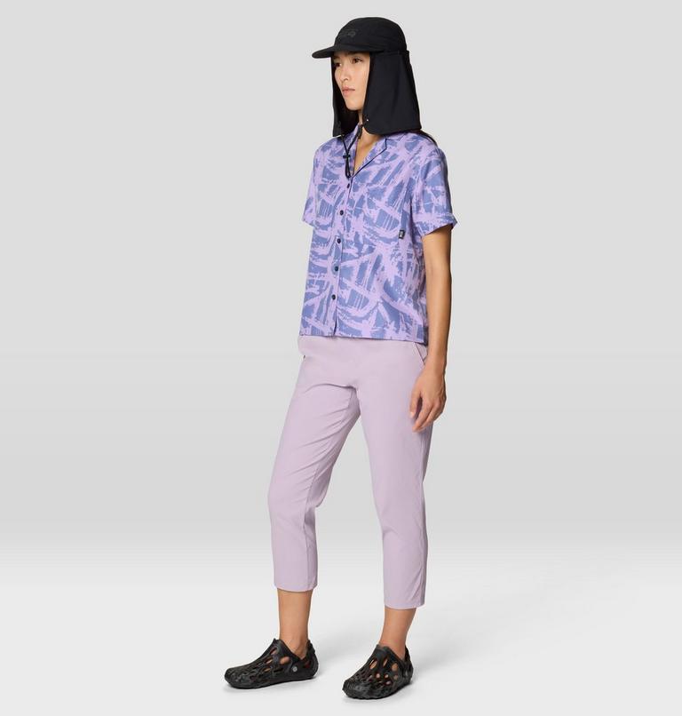 Women's Sun Drift Cooling Short Sleeve Shirt, Color: Best Coast Blue Brushstrokes Print, image 2