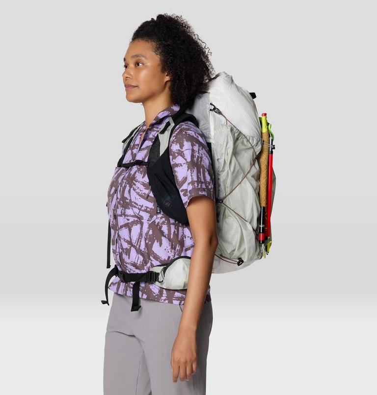 Women's Sun Drift Cooling Short Sleeve Shirt, Color: Purple Sage Brushstrokes Print, image 5