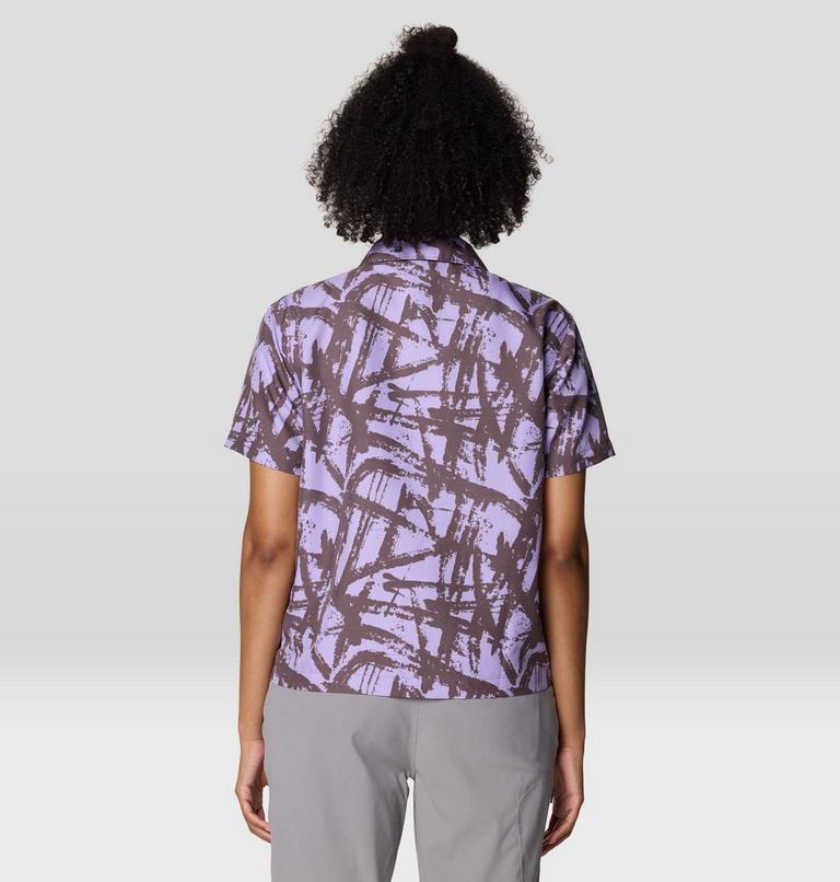 Women's Sun Drift Cooling Short Sleeve Shirt, Color: Purple Sage Brushstrokes Print, image 3