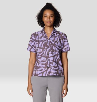 Women's Sun Drift Cooling Short Sleeve Shirt, Color: Purple Sage Brushstrokes Print, image 5