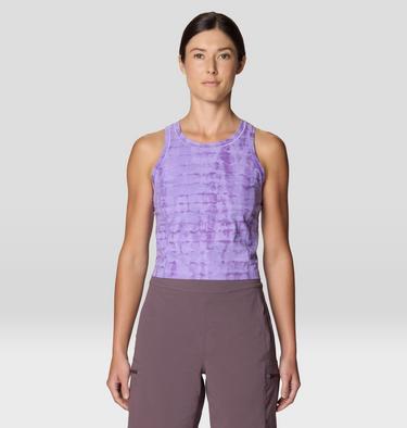 Women's Mountain Stretch Tanklette, Color: Harbor Violet Prismatic Print, image 17