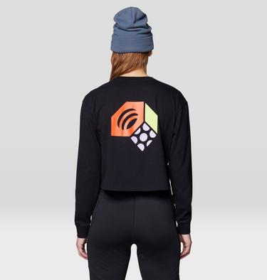 Women's Tri-Color Logo Crop Long Sleeve, Color: Black, image 4