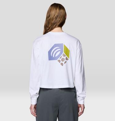 Women's Tri-Color Logo Crop Long Sleeve, Color: White, image 6