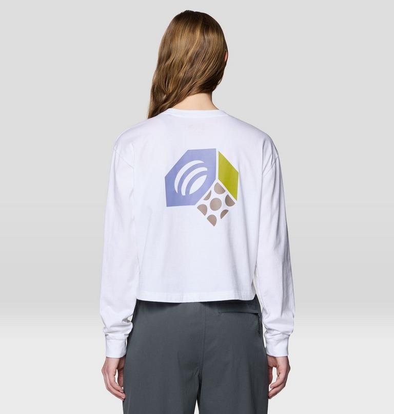 Women's Tri-Color Logo Crop Long Sleeve, Color: White, image 2
