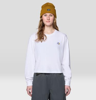 Women's Tri-Color Logo Crop Long Sleeve, Color: White, image 5