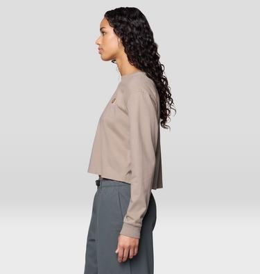 Women's Tri-Color Logo Crop Long Sleeve, Color: Wild Taupe, image 3