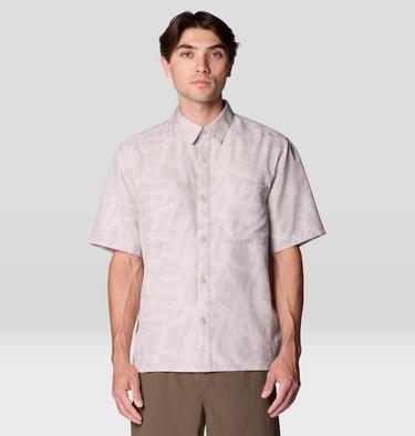 Men's Sun Drift Cooling Printed Short Sleeve Shirt, Color: City Fog Brushstrokes Print, image 5