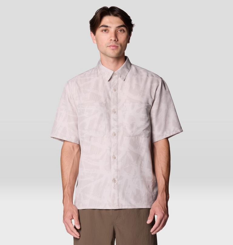 Men's Sun Drift Cooling Printed Short Sleeve Shirt, Color: City Fog Brushstrokes Print, image 1