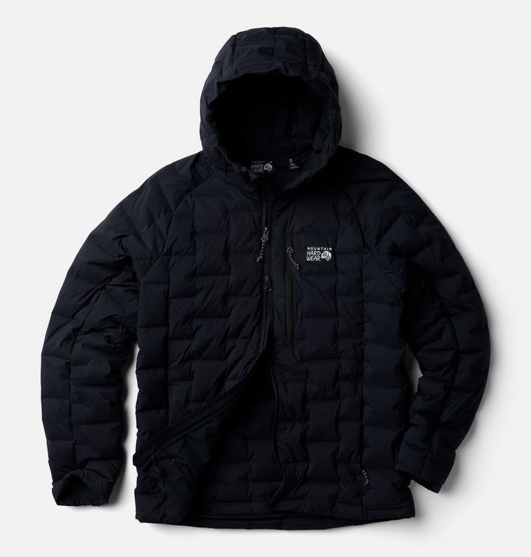 Men's StretchDown Hooded Jacket, Color: Black, image 2