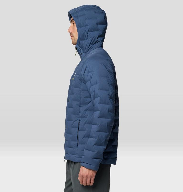 Men's StretchDown Hooded Jacket, Color: Astral Blue, Bright Fatigue, image 3