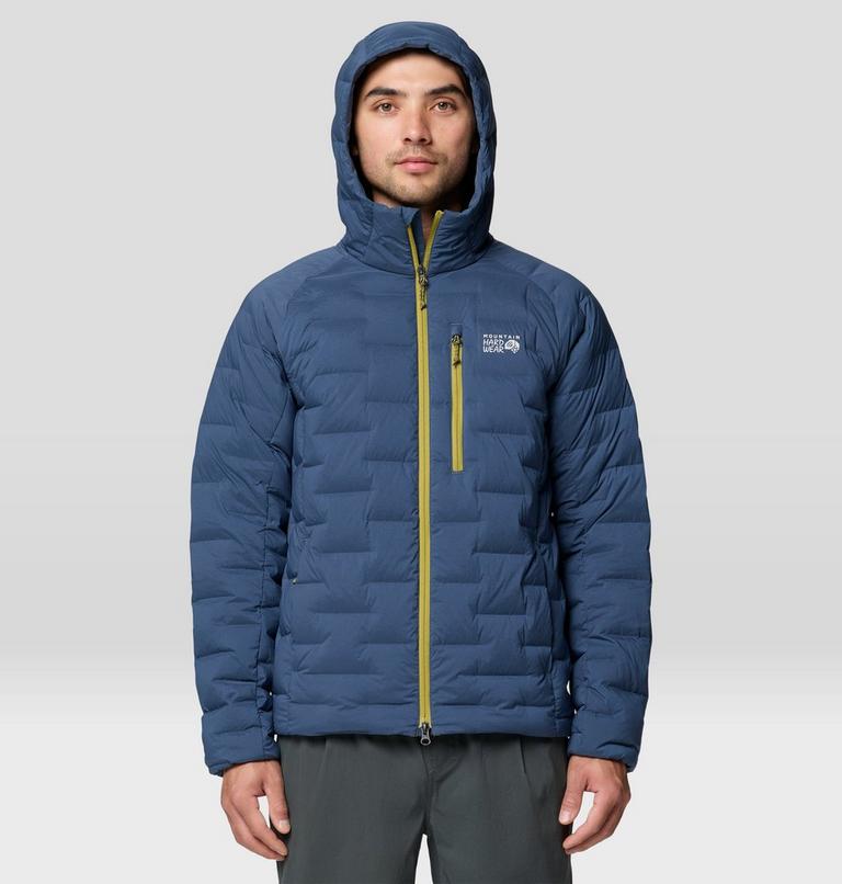 Men's StretchDown Hooded Jacket, Color: Astral Blue, Bright Fatigue, image 4